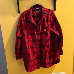 Carhartt Red and Black Plaid Flannel Shirt Jacket